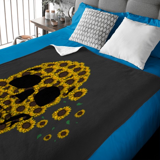 Discover Sunflower Skull Lazy Halloween Costume Cute skeletonss Baby Blankets