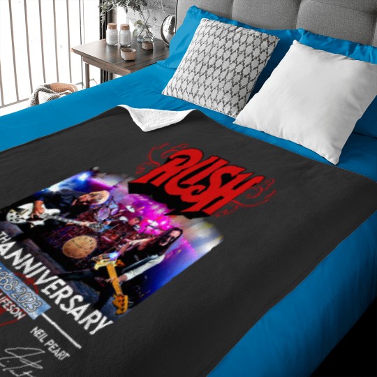 Discover 55 Years RUSH Band 1968-2023 Signatures Baby Blankets