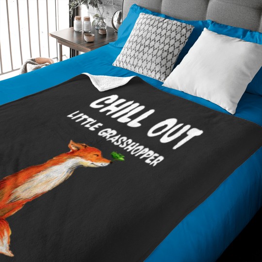 Discover Cute Fox and Grasshopper Chill Out funny Baby Blankets