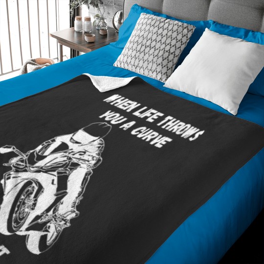 Discover If life throws you a curve funny motorcycle saying quote Baby Blankets