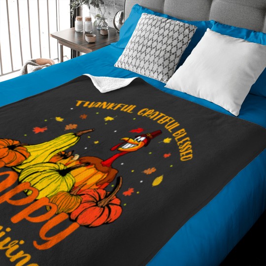Discover Halloween Thankful Grateful Blessed Happy Thanksgiving Pilgrim Turkey 49 Baby Blankets