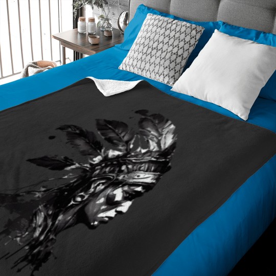 Discover Aztec Warrior in Black Ink Baby Blankets