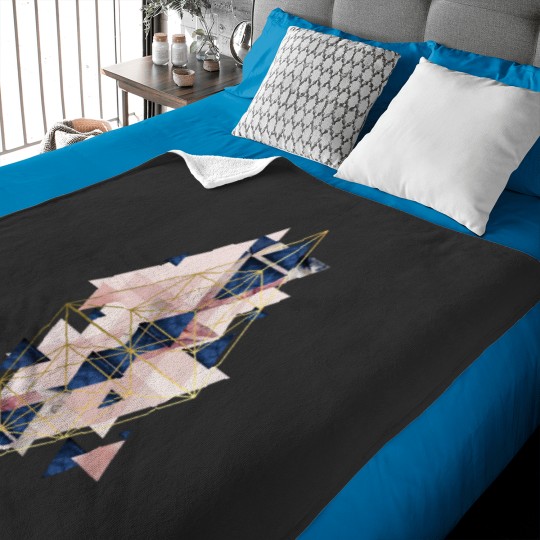 Discover Blush Pink and Navy Geometric Baby Blankets