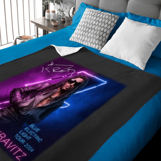 Discover Lenny Kravitz Electric Blue Light Tour 2024 Signature Unisex Baby Blankets All Size