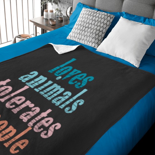 Discover Loves Animals Tolerates People Funny Animal Lover Dog Mom Baby Blankets