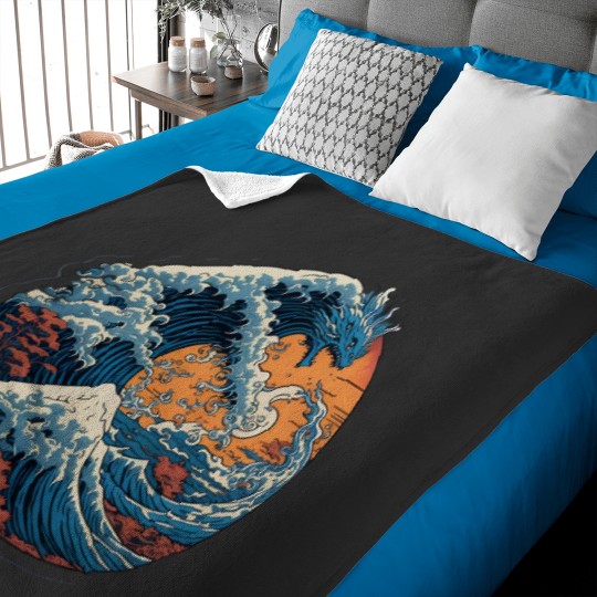 Discover Big Wave with Dragon Baby Blankets