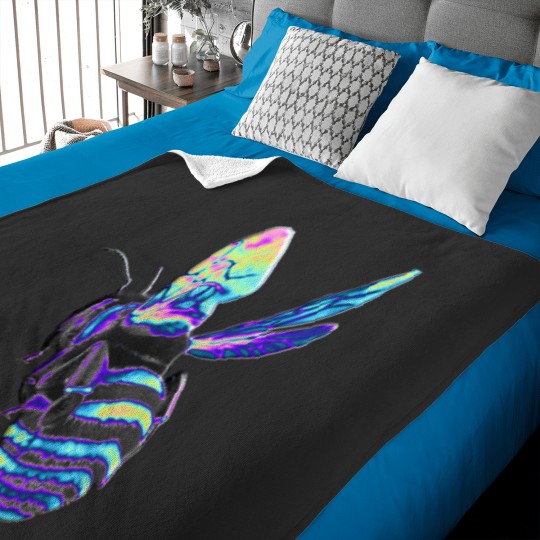 Discover Holographic Blue Bee Baby Blankets
