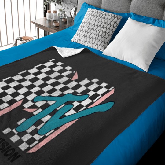 Discover MTVss Checkered Logo Pink Shadow Turquoisess TV Graphic Baby Blankets