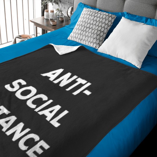Discover Antisocial Distance white text Baby Blankets