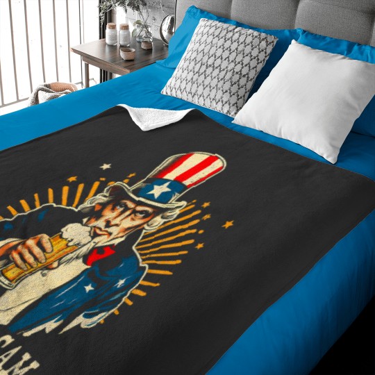 Discover Druncle Uncle US Sam Beer Drinking 4th of July Patriotic Baby Blankets