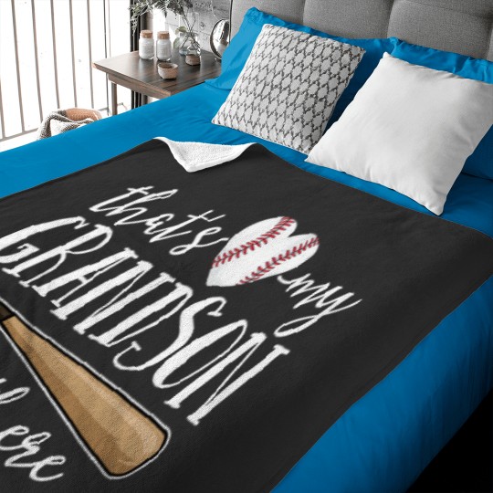Discover Thats My Grandson Out There Gift Womens Baseball Grandma Baby Blankets