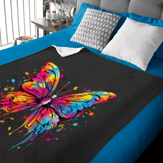 Discover Cool Butterfly on colorful painted Butterfly Baby Blankets
