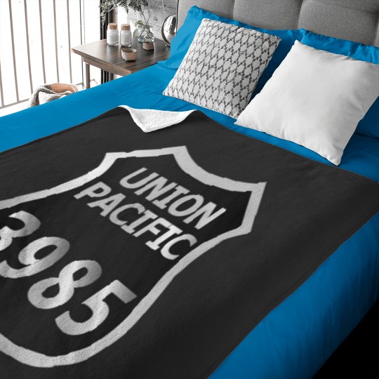 Discover Union Pacific Challenger 3985 Shield Baby Blankets