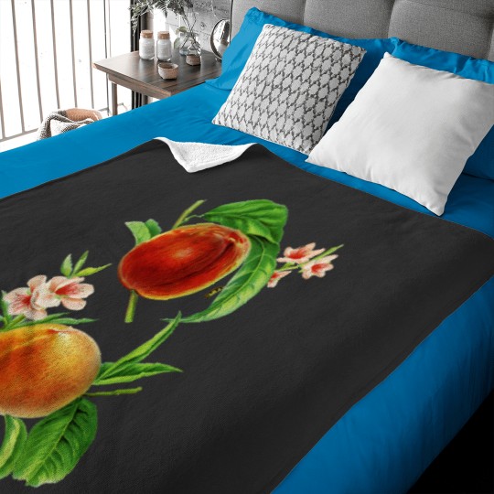 Discover Sweet Peaches Vintagess Hand Drawn Fruit Illustration Baby Blankets