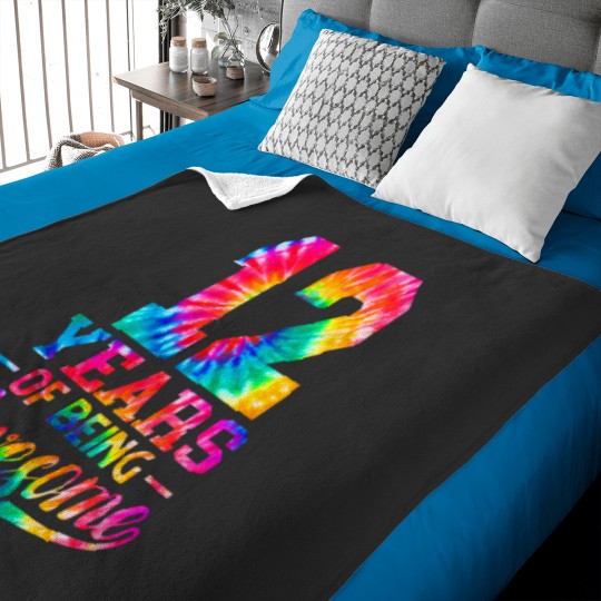 Discover 12 Years Old 12th Birthday Tie Dye Being Awesome Men Women Baby Blankets