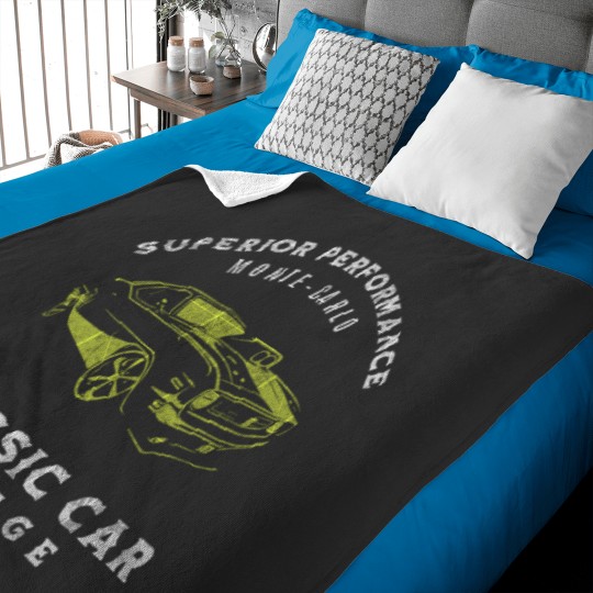 Discover Car Garage American Muscle Hot Rod Mechanic Baby Blankets