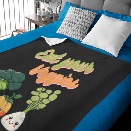 Discover Eat Your Veggies Vegetarian Vegans Environmentalist Veggie Power Baby Blankets