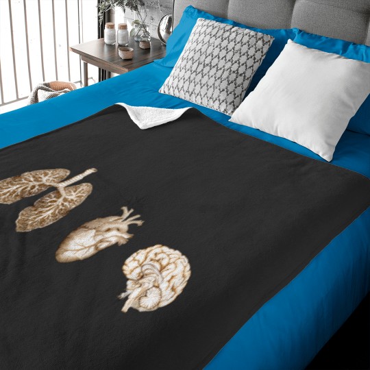 Discover A set of human organ lungs heart and brain Vintagess style Baby Blankets