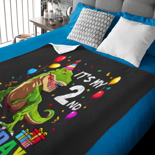 Discover Kids Its My 2nd Birthday Happy 2 Year TRex Shirt Baby Blankets