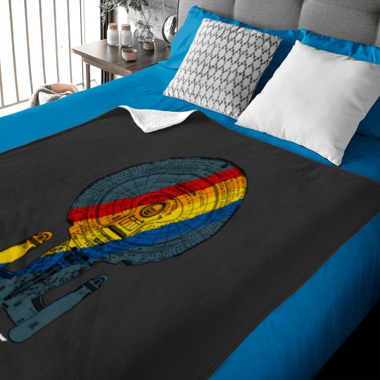 Discover Star Trekss Next Generation Ship Portrait Rainbow Fill Baby Blankets