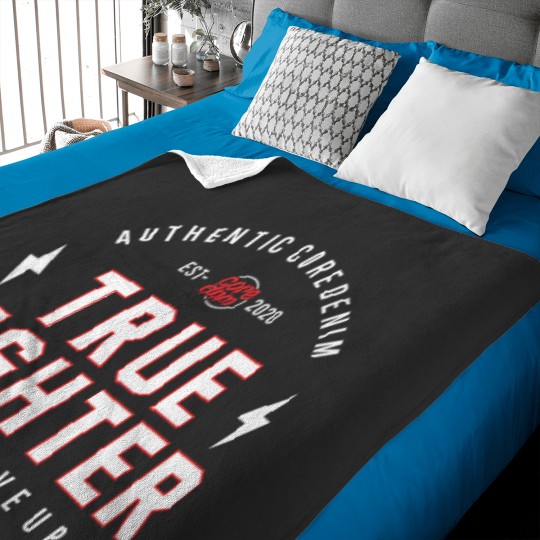 Discover True Fighter Motivational Inspirational Words Quotes Lettering Typography  T Shirt Design Trendy Baby Blankets