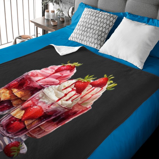 Discover Sweet Indulgence Strawberry Shortcake in Glasses Baby Blankets