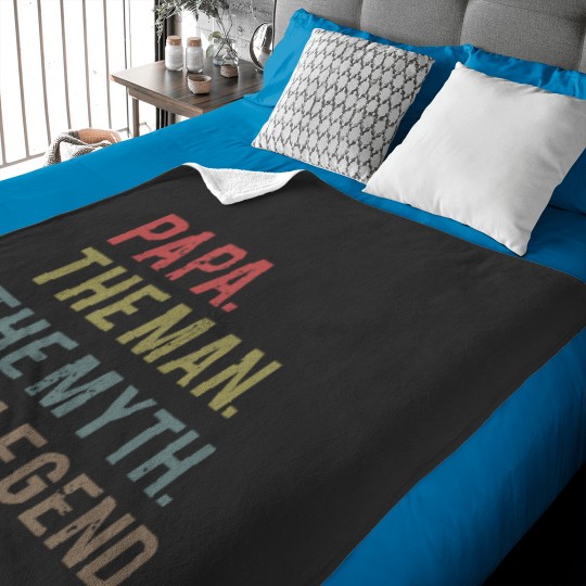 Discover Fathers Day Shirt Dad The Man The Myth The Legend PAPA The Bad Influence Grandpa Unisex TSh Baby Blankets