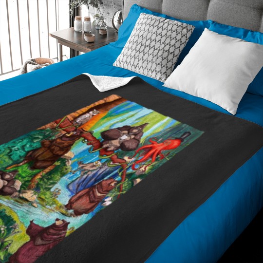 Discover Cartoon Animal Scene Baby Blankets