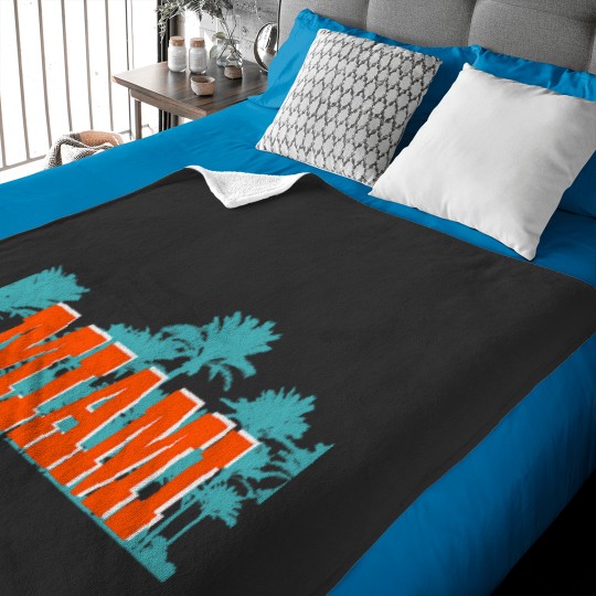 Discover MIAMI ORANGE Turquoisess PALM TREES Baby Blankets