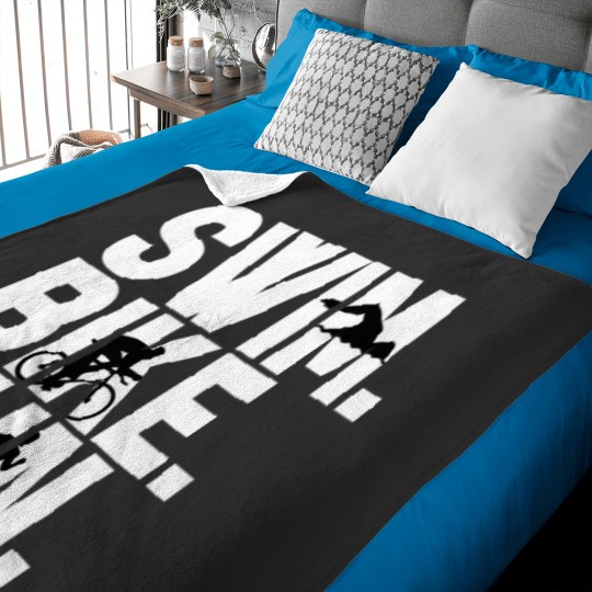 Discover Triathlon Triathlete Swimming Cycling Running Baby Blankets