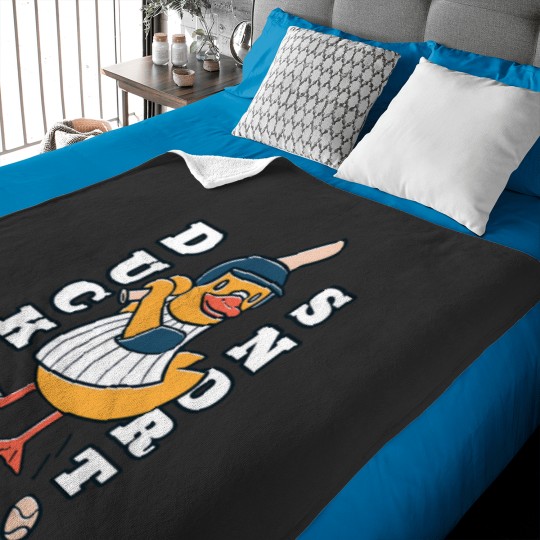 Discover Showing A Duck Baseball Player With The Text Duck Snort. Baby Blankets