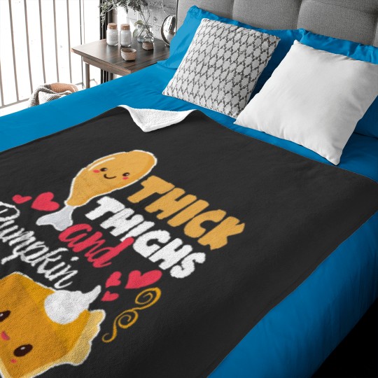 Discover Thick Thighs And Pumpkin Pies Funny Kawaii Thanksgiving Baby Blankets