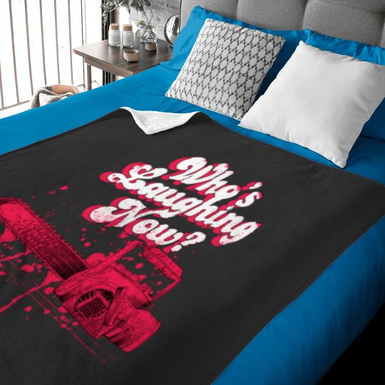 Discover Who_s Laughing Now, Evil Dead Horror Chainsaw Laugh Baby Blankets
