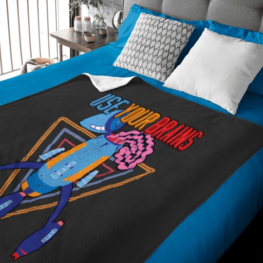 Discover Use Your Brains Space Ship Ufo - Quote Motivation Vintage - Atomic Age Space Age Style. 2722 Baby Blankets