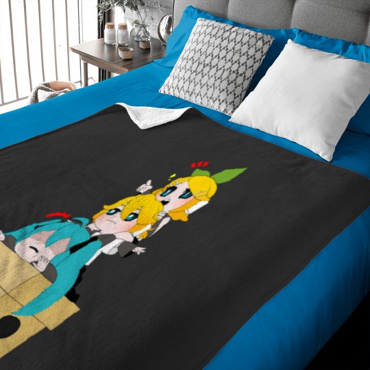 Discover Vocaloid - Kagamine Rin, Kagamine Len and Hatsunee Miku Chibi i Baby Blankets