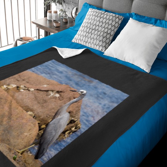 Discover heron at the beach Baby Blankets