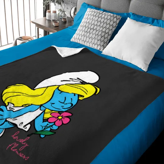 Discover Us The Smuurfs Smurfette Lovely Flowers Unisex Vintage Baby Blankets