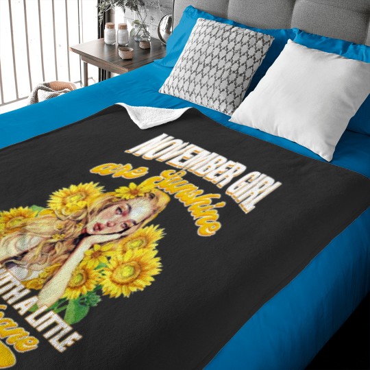 Discover November Girl Sunshine Mixed Hurricane Shirt Cancer Leo Birthday Baby Blankets