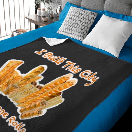 Discover Yes Mate! I Built This City With Sausage Rolls, Sausage Roll Cityscape Baby Blankets