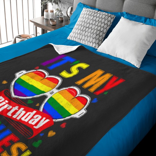 Discover Gay Pride Rainbow Lgbt It'S My Birthday Bitches Cute Glasses 4888 Baby Blankets