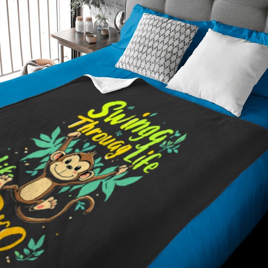 Discover monkey swinging through life like a pro monkey day Baby Blankets