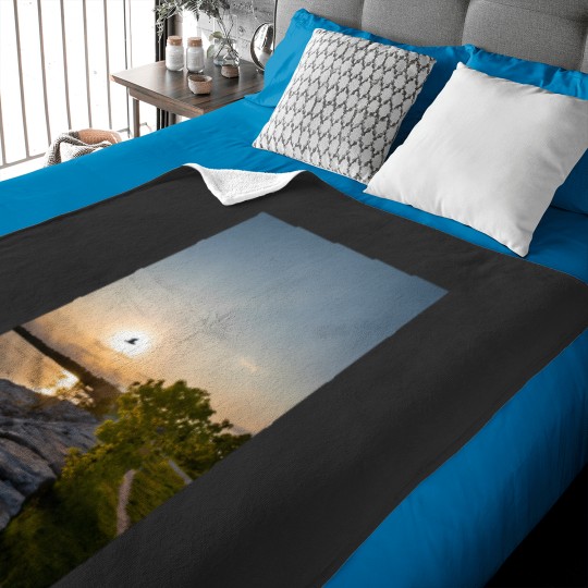 Discover bird flies in front of the sunset Baby Blankets