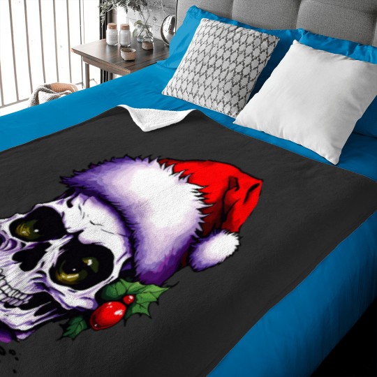 Discover Skeleton Wearing Claus Hat Baby Blankets