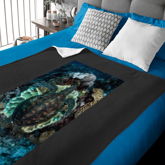 Discover Green Turtle Resting Baby Blankets