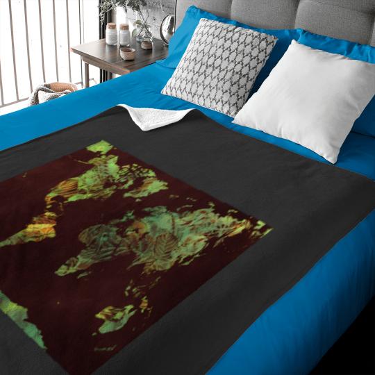 Discover World Map Green Yellow Map Worldmap 4095 Baby Blankets