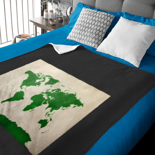 Discover World Map Green 2743 Baby Blankets