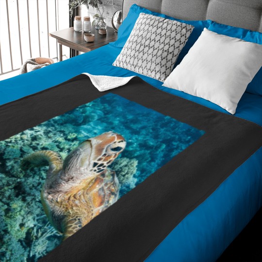 Discover Green Turtle On Great Barrier Reef Baby Blankets