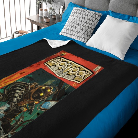 Discover Bioshock-Big-Daddy-Comic-Poster Tee Baby Blankets