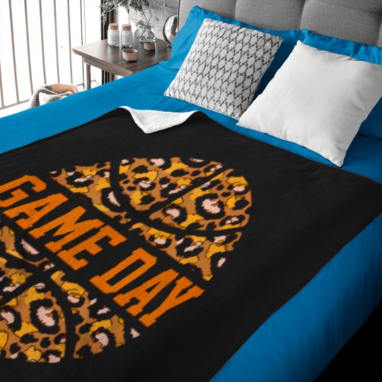 Discover Basketball Game Day With Leopard Pattern Funny Game T-Shirt Baby Blankets