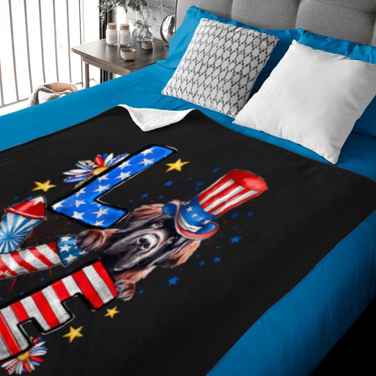 Discover Love Newfoundland Dog American Flag 4Th Of July T-Shirt Baby Blankets